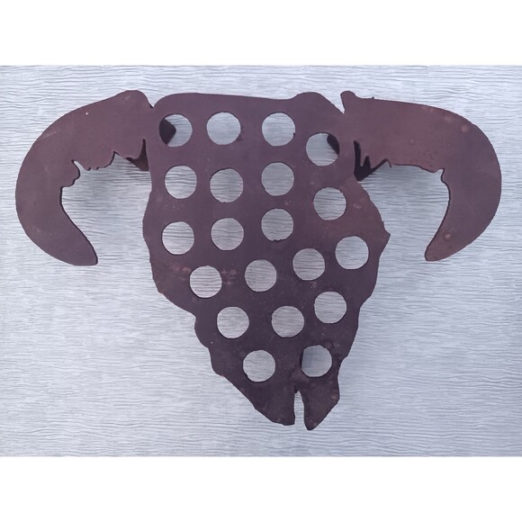 Bull Head Steel Plate Art Trivet Wall Decor Farm House Barn Cabin Cowboy - Picture 2 of 8
